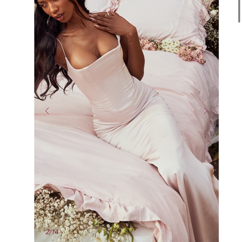 HOUSE OF CB Olivette Crystal Satin Corset Maxi Dress /Size M-US 6-8